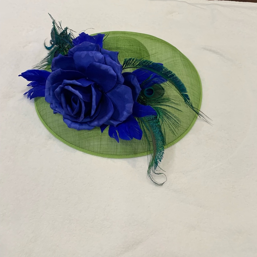Green and royal blue hat